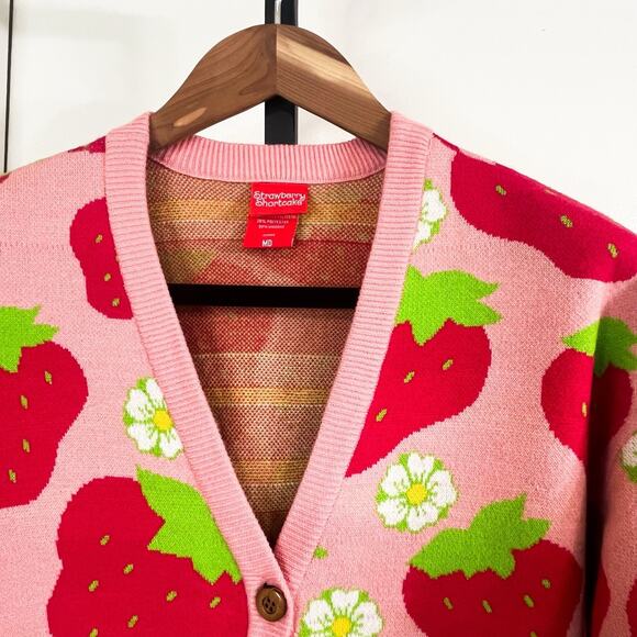 Strawberry Shortcake Vintage Boxlunch Womens Cardigan - Red Pink, Size M - Picture 3 of 8